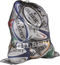 Gilbert opbergzak rugbyballen - sterke mesh tas voor sportballen