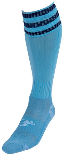 Precision 3 Stripe Pro Football Socks Junior - Sky/Navy - J12-2