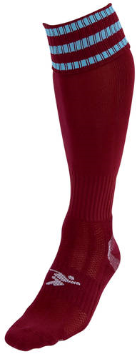 Precision 3 Stripe Pro Football Socks Junior - Maroon/Sky - J12-2