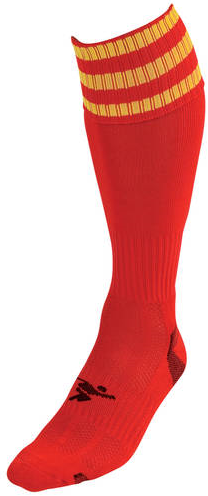 Precision 3 Stripe Pro Football Socks Junior - Red/Yellow - J12-2