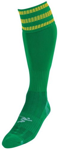 Precision 3 Stripe Pro Football Socks Adult - Green/Gold - 7-11
