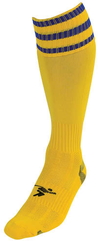 Precision 3 Stripe Pro Football Socks Adult - Yellow/Royal - 7-11