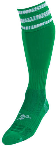 Precision 3 Stripe Pro Football Socks Junior - Green/White - 3-6