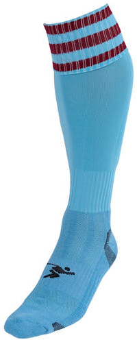 Precision 3 Stripe Pro Football Socks Junior - Sky/Maroon - 3-6