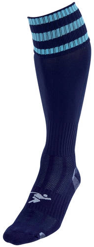 Precision 3 Stripe Pro Football Socks Junior - Navy/Sky - 3-6