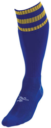 Precision 3 Stripe Pro Football Socks Junior - Royal/Gold - 3-6