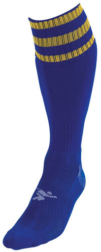 Precision 3 Stripe Pro Football Socks Junior - Royal/Gold - 3-6