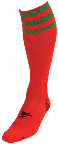 Precision 3 Stripe Pro Football Socks Junior - Red/Green - 3-6