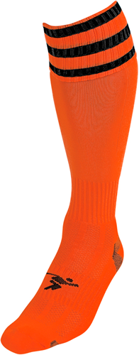 Precision 3 Stripe Pro Football Socks Junior - Tangerine/Black - 3-6