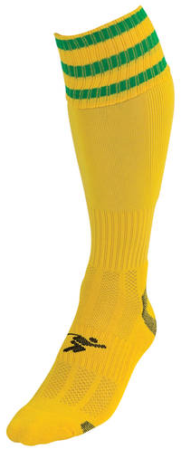 Precision 3 Stripe Pro Football Socks Junior - Yellow/Green - 3-6