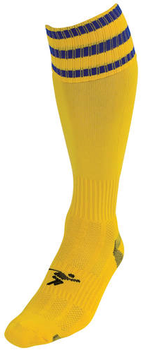 Precision 3 Stripe Pro Football Socks Junior - Yellow/Royal - 3-6