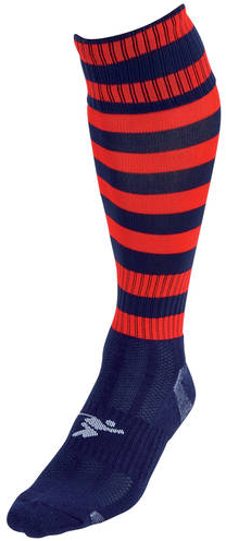 Precision Hooped Pro Football Socks Junior - Navy/Red - J12-2