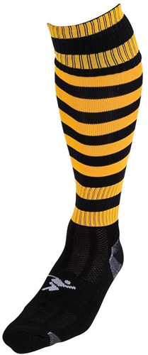 Precision Hooped Pro Football Socks Adult - Black/Amber - 7-11