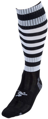 Precision Hooped Pro Football Socks Adult - Black/White - 7-11