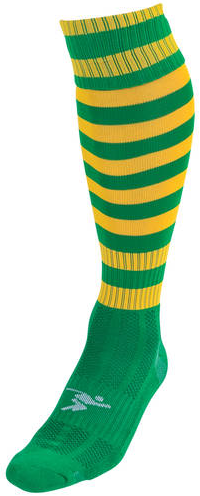 Precision Hooped Pro Football Socks Adult - Green/Gold - 7-11