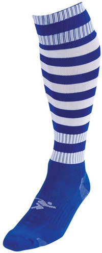Precision Hooped Pro Football Socks Adult - Royal/White - 7-11