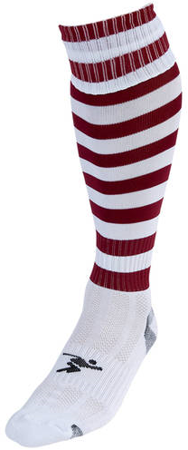 Precision Hooped Pro Football Socks Adult - White/Maroon - 7-11