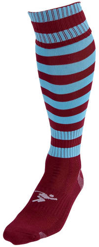 Precision Hooped Pro Football Socks Junior - Maroon/Sky - 3-6