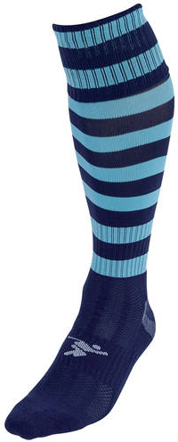 Precision Hooped Pro Football Socks Junior - Navy/Sky - 3-6