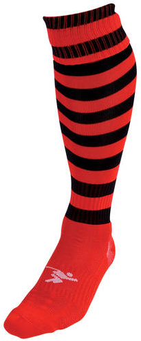 Precision Hooped Pro Football Socks Junior - Red/Black - 3-6