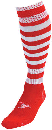 Precision Hooped Pro Football Socks Junior - Red/White - 3-6