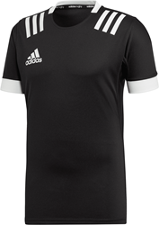 Adidas rugbyshirt sportief zwart-wit 3-Stripes - maat 2XL