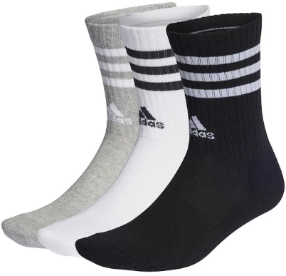 Adidas Cushion Crew Sock 3 Pack - White/Grey/Black - Small