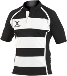 Gilbert rugbyshirt Xact Hooped zwart-wit XXL sportkleding