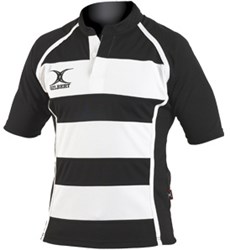 Gilbert rugbyshirt Xact Hooped zwart wit 3XL sportkleding