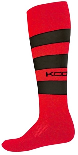 Kooga rugbysokken Essentials Rood /Zwart gestreept maat 28-34