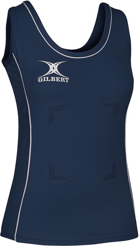 Gilbert Netball Elite Hook and Loop Tank Top - W 8 - Navy / Wit