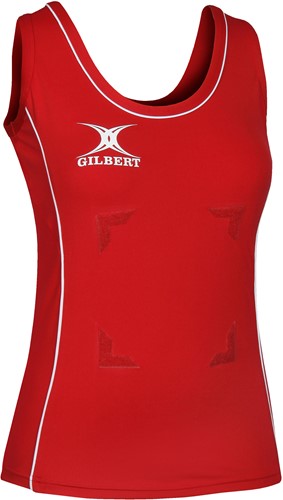 Gilbert Netball Elite Hook and Loop Tank Top - W 10 - Rood / Wit
