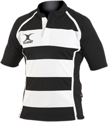 Gilbert rugbyshirt Xact II zwart-wit gestreept 2XS volwassenen