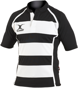 Gilbert rugbyshirt Xact II zwart-wit gestreept 2XS volwassenen