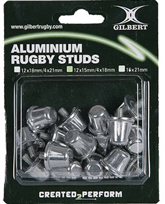 Gilbert aluminium studs rugby 15-18mm zilver set van 16 stuks