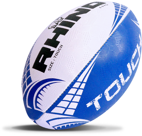 Rhino Touch Rugby Bal Wit/Blauw